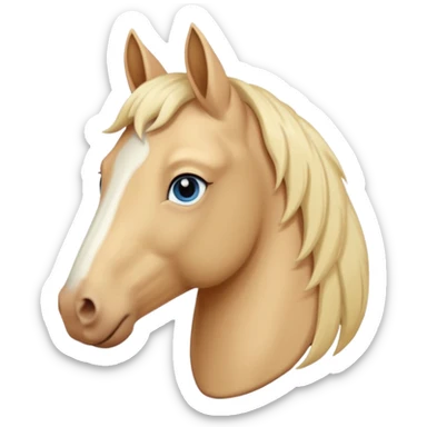 create a horse head with a short mane, the horse and mane should be the same color, very light cream and the horse should have light blue eyes sticker