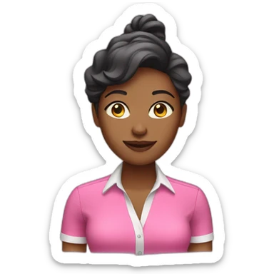 afroamerican saleswoman with pink shirt sticker