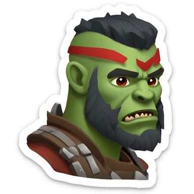 armored orc berserker with red beard & mohican sticker