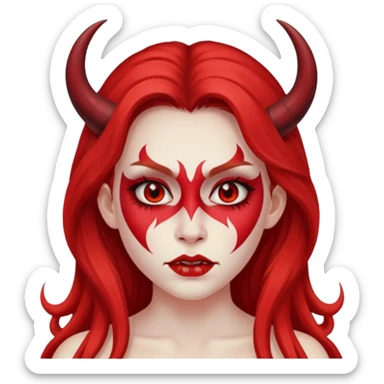 a long-haired red face paint devil girl  sticker