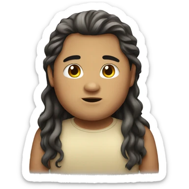 A chubby boy with long hair sticker