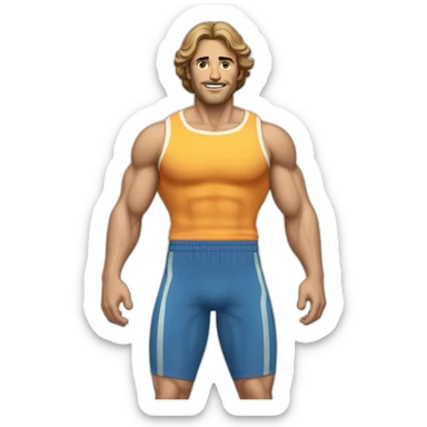 Classic 70s workout clothes for white men sticker