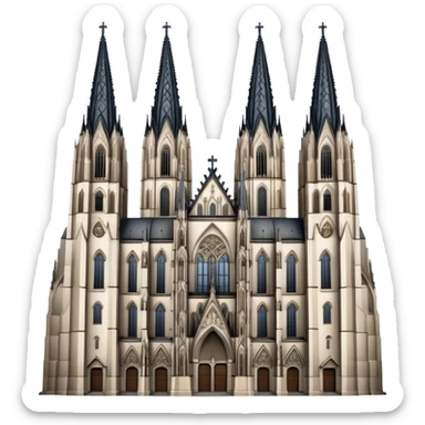 Cinematic Realistic Cologne Cathedral Landmark Emoji, showcasing Gothic architecture rendered with detailed stone textures and majestic, dynamic lighting. two tall  tall towers on either side sticker