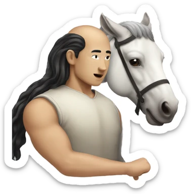 Centaur with the human part a bald Asian man and the horse black sticker