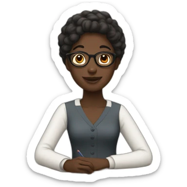 a teacher with black skin color giving a French lesson sticker