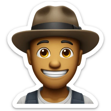 mischievous emoji wearing fedora that is tipped down slightly sticker