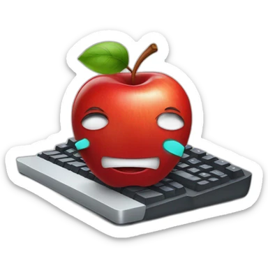 red apple with keyboard sticker
