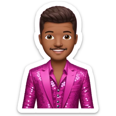 Robin Thicke with dark brown hair, dark pink sequin outfit sticker