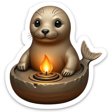 Seal oil lamp, Inuits sticker