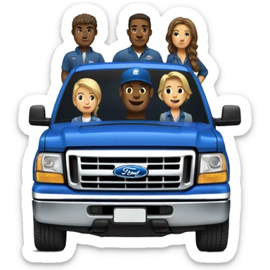 Blue ford f150 with crew cab sticker