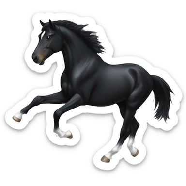 black horse with white marking jumps sticker