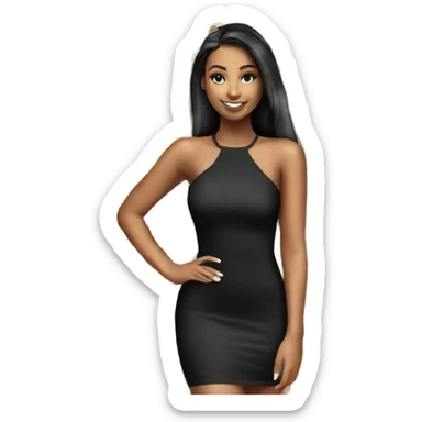Girl taking a selfie full body black bodycon dress sticker