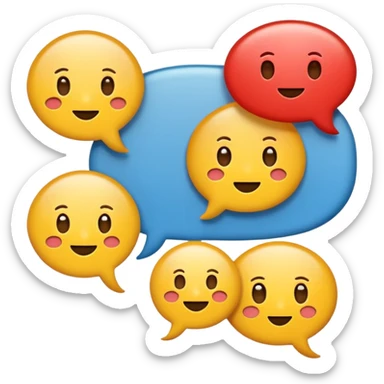 A minimalist emoji-style icon representing wordplay — symbolizing creativity with language. It features an open book or speech bubble merging with playful letters or word fragments, forming a clever visual pun. sticker