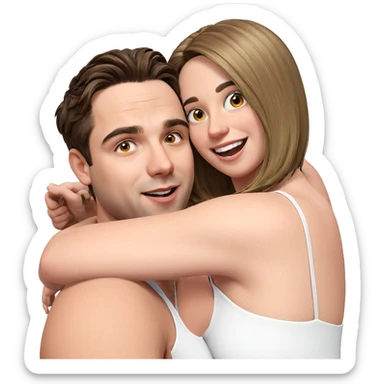 happy couple on white background sticker