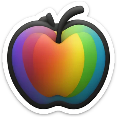 existing black apple logo with thin rainbow outline sticker