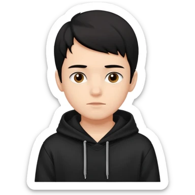 Chłopak ciemno brązowe oczy czarne włosy bluza czarna i taki bardziej żeby wyglądał na 18 latka sticker