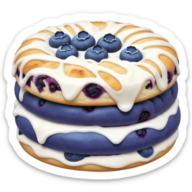 2 blueberry biscuits with white icing swirl on top sticker