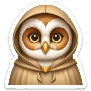 barn owl in beige cloak sticker