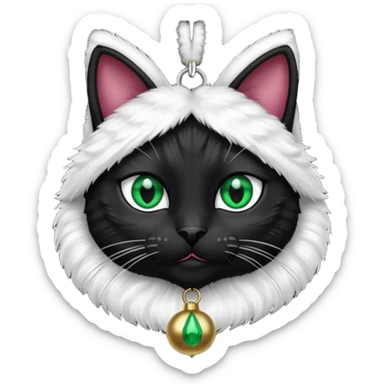 black cat wearing a jingle bell necklace sticker