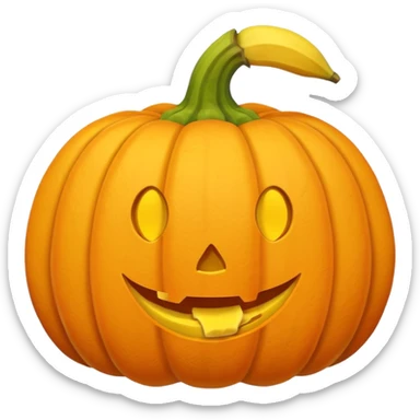 pumpkin plushie with banana peel on top sticker
