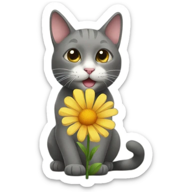 Cat giving a flower sticker