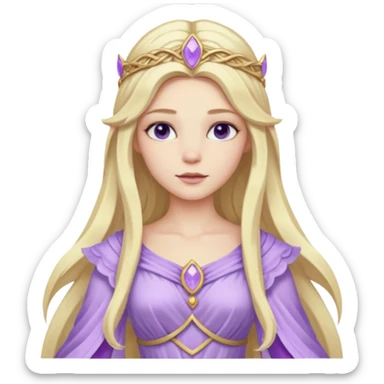 Freya, Goddess of Love from Gods and Goddesses with long blonde hair, lilac outfit sticker