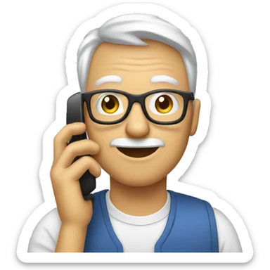image personne âgée au téléphone sticker