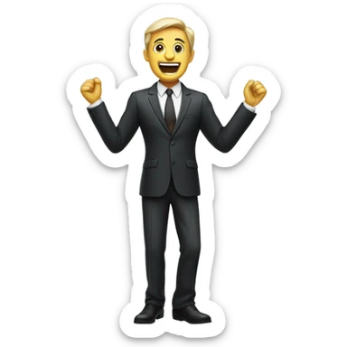 Businessman standing full body side view shouting sticker
