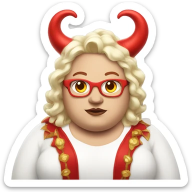 Extremely fat trans person in red horns costume sticker