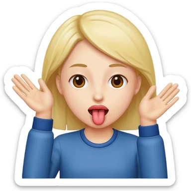 tongue out with hands to the side sticker