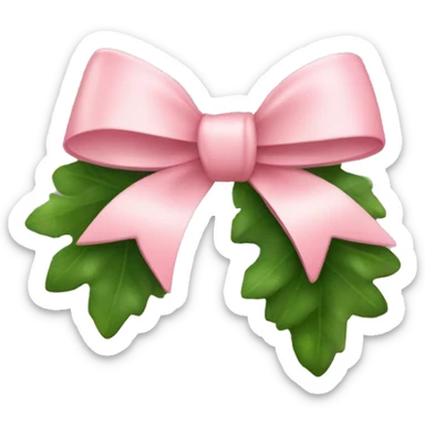 light pink bow on christmas mistletoe  sticker