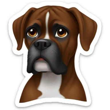 Dark Brown Boxer dog in bed  sticker