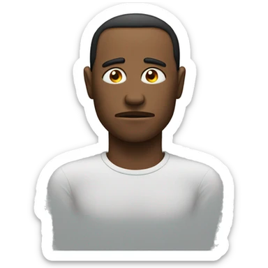 an imbalance in a mans body showing that he is tired sticker