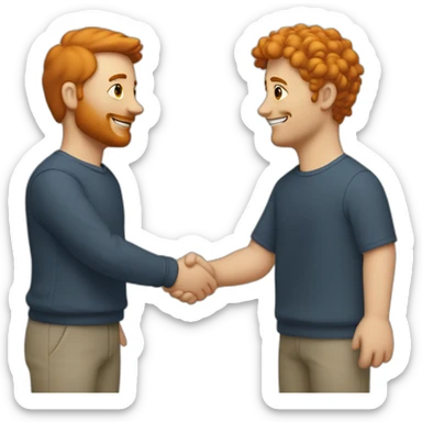 tom crossman with ginger hair shaking hands with louie smith sticker