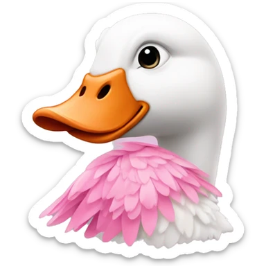 a goose with a pink flake sticker