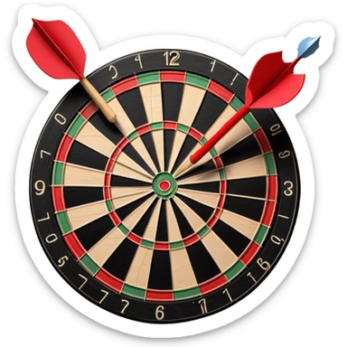 dartboard with a dart hitting bullseye sticker