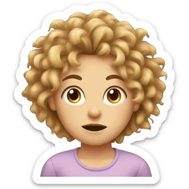 girl sleep with frizzled hair has z's and drooling sticker