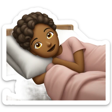 a girl who is laying in bed  sticker