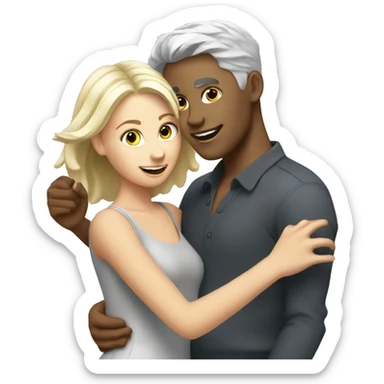 Blonde girl and grey hair white  boy dancing  sticker