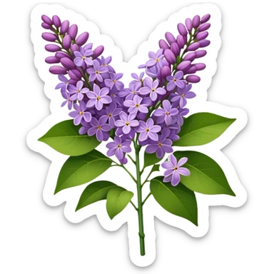 single bunch lilac flower, straight stem sticker
