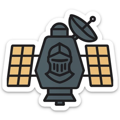 flat toon style Black Knight Satellite with bold lines and simple colors sticker