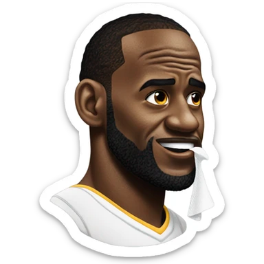 LeBron James sniffing on a sock sticker