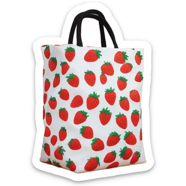 Strawberry print bag with handles  sticker