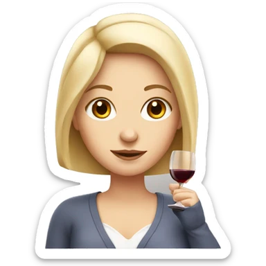 White girl with a glass of wine sticker
