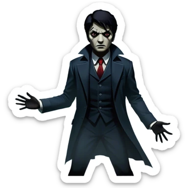 Thriller Movie Icon: A dramatic, intense movie poster-style collage. Dark, moody colors with shadows and high-contrast lighting. Include mysterious elements like an ominous figure, a broken window, and fog. A sense of suspense and tension. Transparent background. sticker