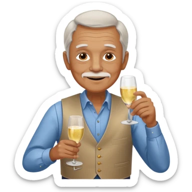 Old man in vest, drinking champagne sticker