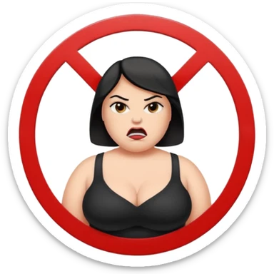 Signo de prohibido con una gorda en el medio sticker
