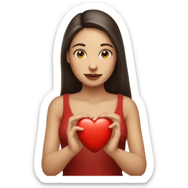 a red heart with hands and a solitaire ring in her hand sticker