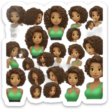 Sofia, corpo esguio, pele branca, cabelos morenos. Beleza e carisma únicos, presença irresistível, corpo inteiro, usando um vestido médio verde sticker