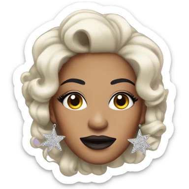 Drag Queen with Black ad Sliver Hair with Star Earrings sticker